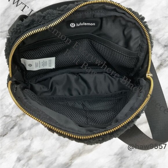 NWT Lululemon GOLD Hardware Everywhere Black FLEECE Belt Bag Fanny Pack … - Picture 9 of 15